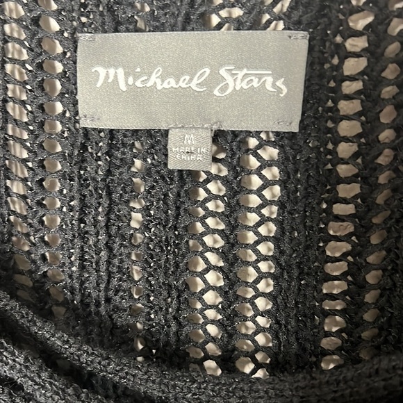Michael Stars Black Knit Summer Sweater. LS. Lace up collar. SzM EUC. Lagenlook - Picture 3 of 8
